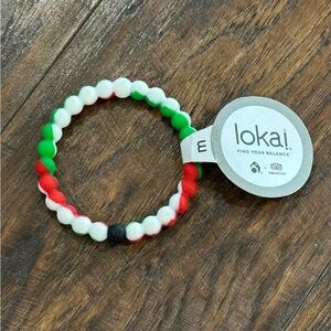 Lokai Red, White & Green Bracelet Size M